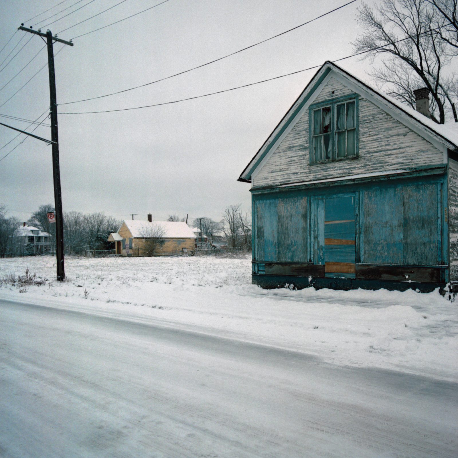Abandoned house and neighborhood on Detroit's East Side