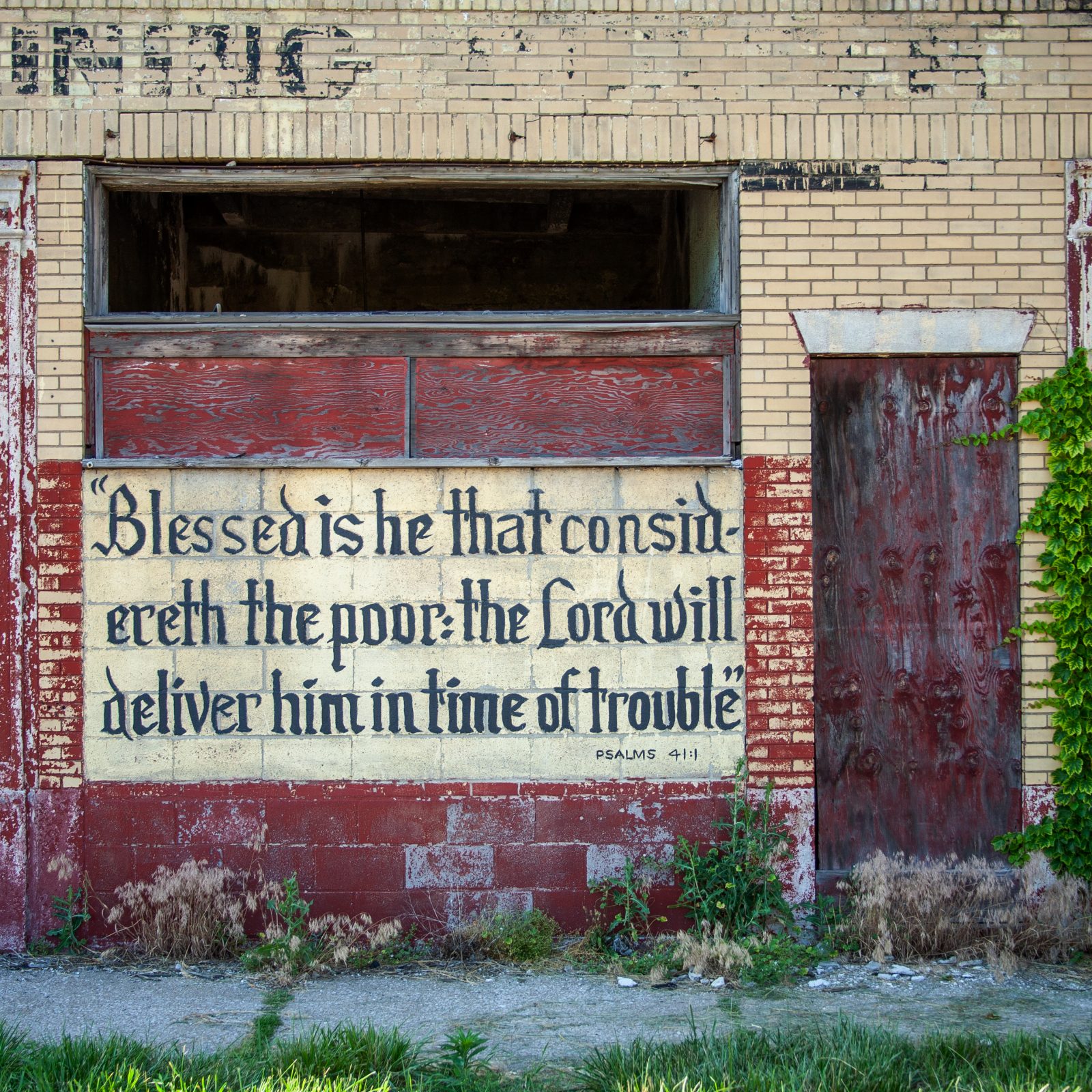 Bible verses on walls. Detroit, Michigan.